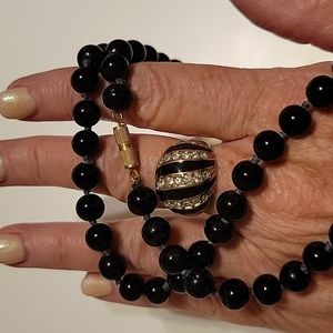 SET Onyx Necklace/Enamel Ring